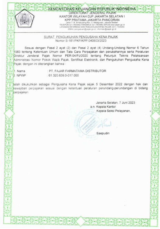 SURAT KETERANGAN WAJIB PAJAK